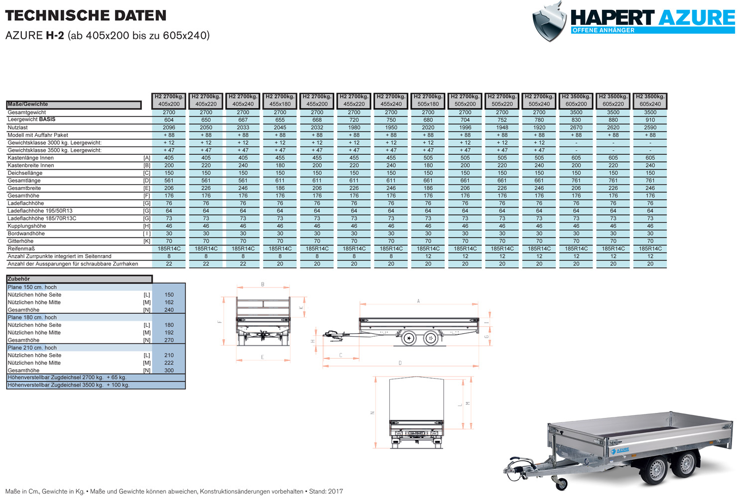 Hapert Azure H-2 – 3500 – 5050 x 2000 Niedriges Fahrwerk – Bereifung 195/50R13C – Bild 3